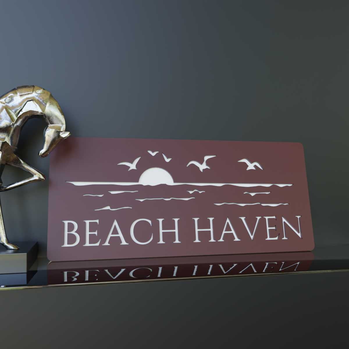 Beach Themed House Name Sign - Sunset