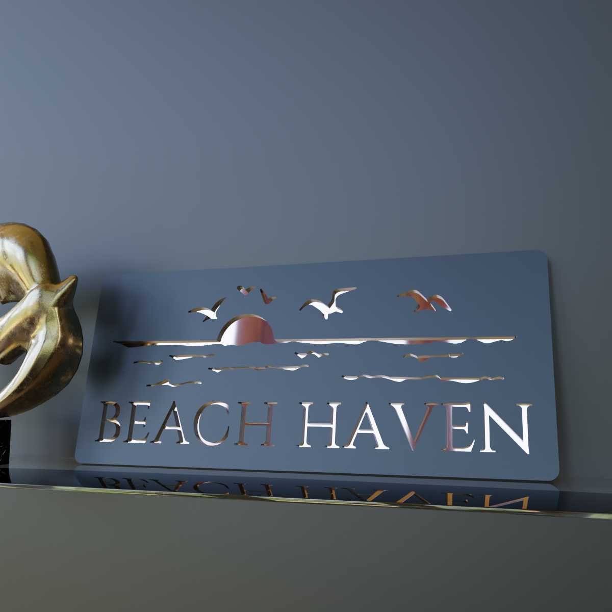 Beach Themed House Name Sign - Sunset
