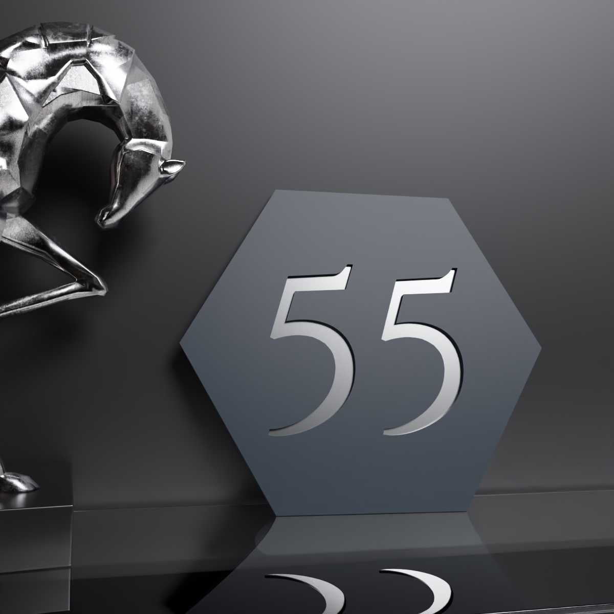 Modern Hexagonal House Number Sign - Damon