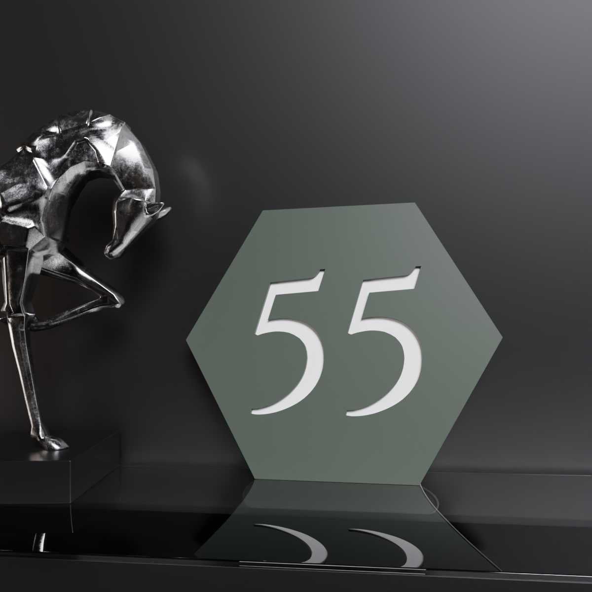Modern Hexagonal House Number Sign - Damon